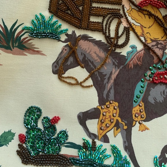 Isabella Fiore Beaded Western Motif Shoulder Bag/Tote EUC barely carried - Picture 7 of 16